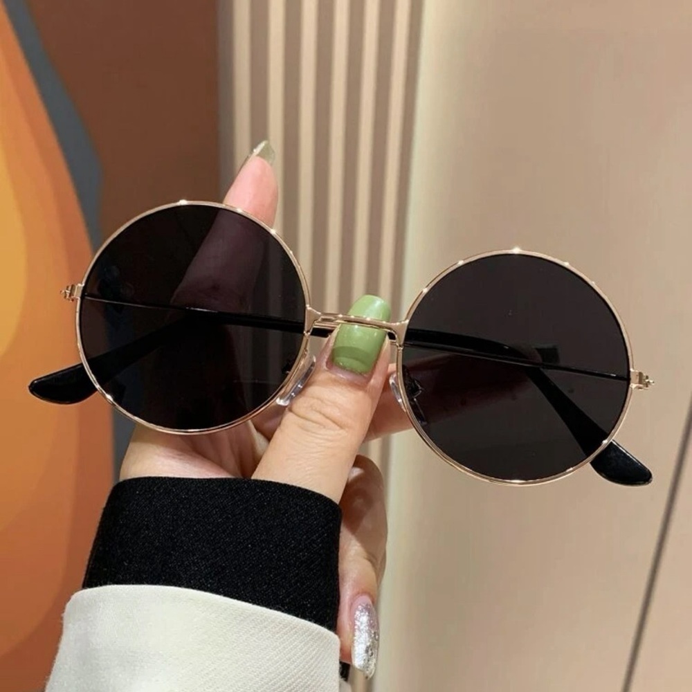 [2 Pairs] 3/$22🩶 Round & Heart Fashion Sunglasses Eyeglasses Black Women Gold - Picture 3 of 14